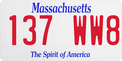 MA license plate 137WW8