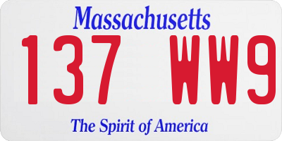 MA license plate 137WW9
