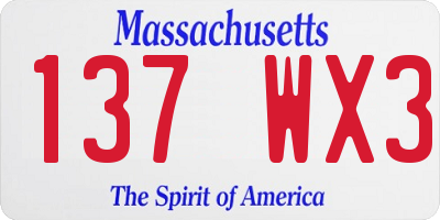 MA license plate 137WX3