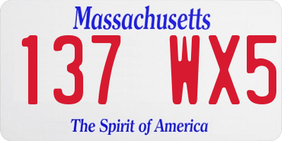 MA license plate 137WX5