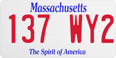 MA license plate 137WY2
