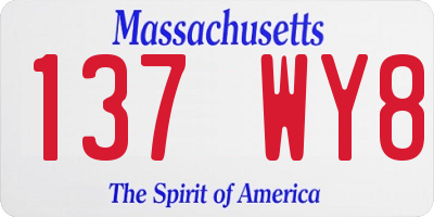MA license plate 137WY8