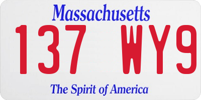 MA license plate 137WY9