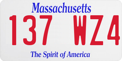 MA license plate 137WZ4
