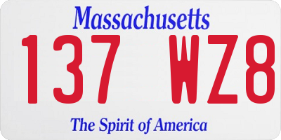 MA license plate 137WZ8