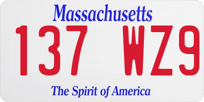 MA license plate 137WZ9