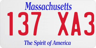 MA license plate 137XA3