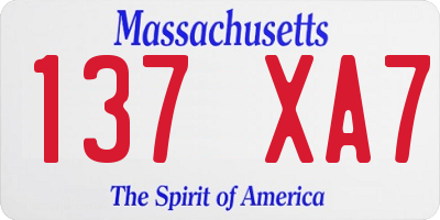 MA license plate 137XA7