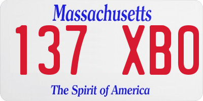 MA license plate 137XB0