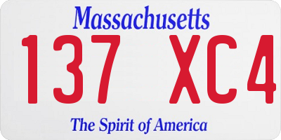 MA license plate 137XC4