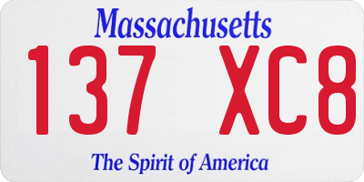 MA license plate 137XC8