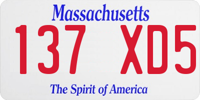 MA license plate 137XD5