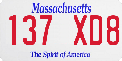 MA license plate 137XD8