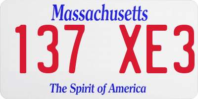 MA license plate 137XE3
