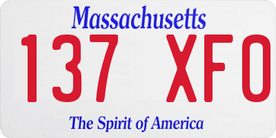 MA license plate 137XF0