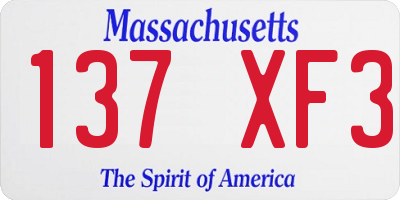 MA license plate 137XF3