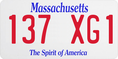 MA license plate 137XG1