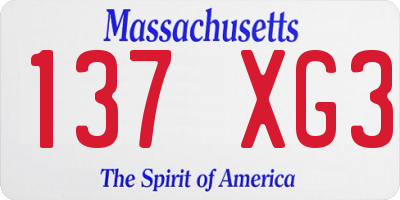 MA license plate 137XG3