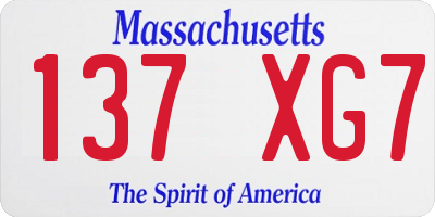 MA license plate 137XG7