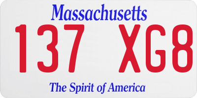 MA license plate 137XG8