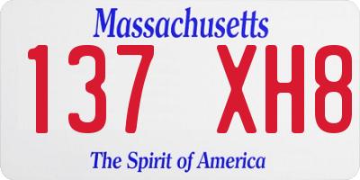 MA license plate 137XH8