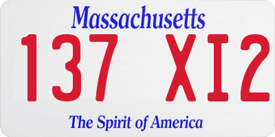 MA license plate 137XI2
