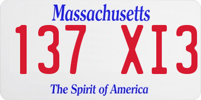 MA license plate 137XI3