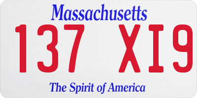 MA license plate 137XI9
