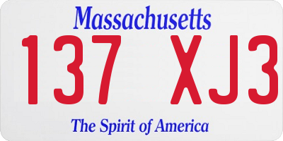 MA license plate 137XJ3