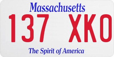 MA license plate 137XK0