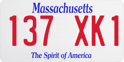 MA license plate 137XK1