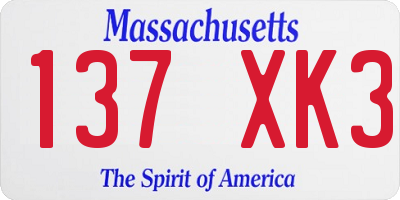 MA license plate 137XK3