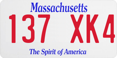 MA license plate 137XK4