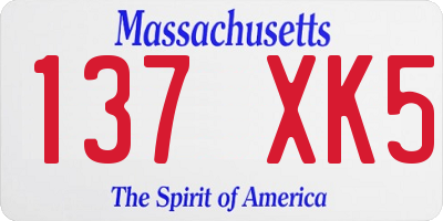 MA license plate 137XK5