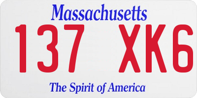 MA license plate 137XK6