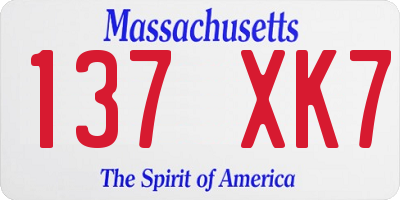 MA license plate 137XK7