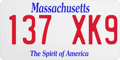 MA license plate 137XK9