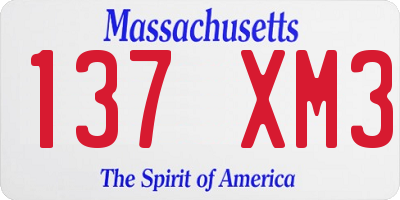 MA license plate 137XM3