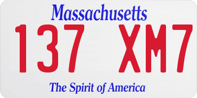 MA license plate 137XM7