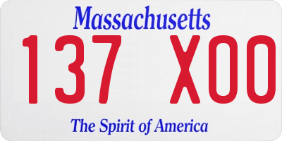 MA license plate 137XO0