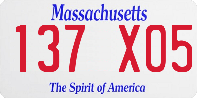 MA license plate 137XO5