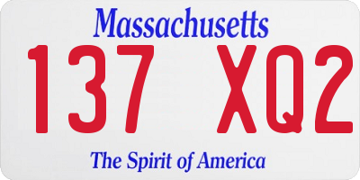 MA license plate 137XQ2