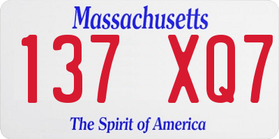 MA license plate 137XQ7