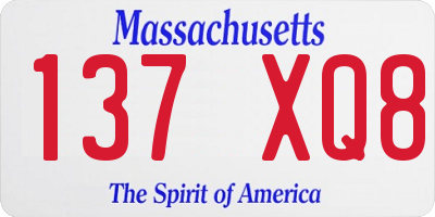MA license plate 137XQ8
