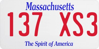 MA license plate 137XS3