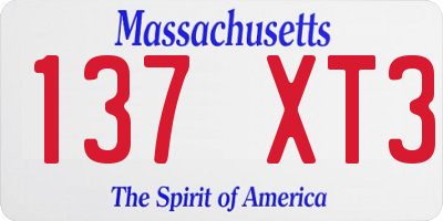 MA license plate 137XT3