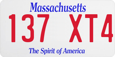 MA license plate 137XT4