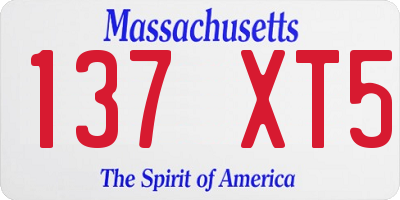 MA license plate 137XT5