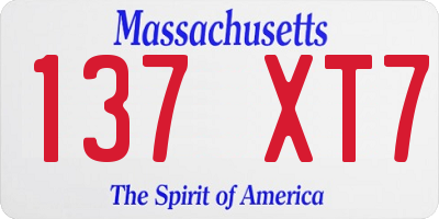 MA license plate 137XT7