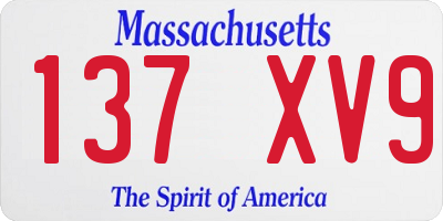 MA license plate 137XV9